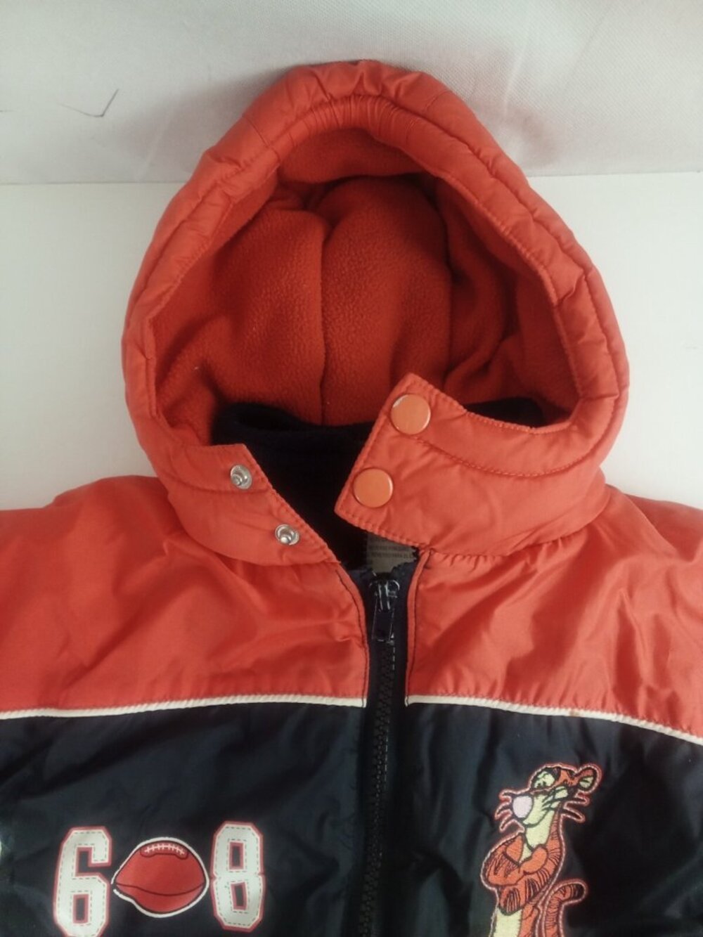 Boys Disney Tigger Coat Jacket Size 18 months Navy Orange With Hood - Picture 2 of 14